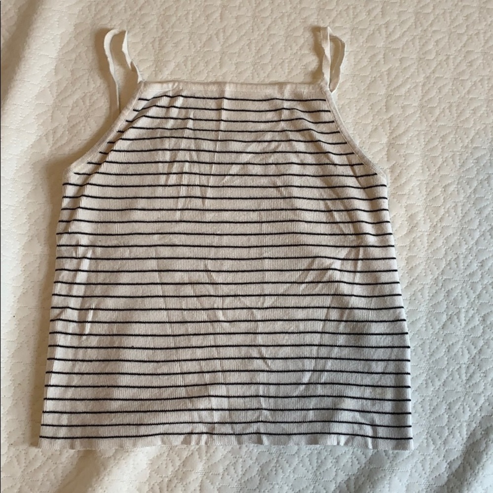 white brandy shirt with black thin strips